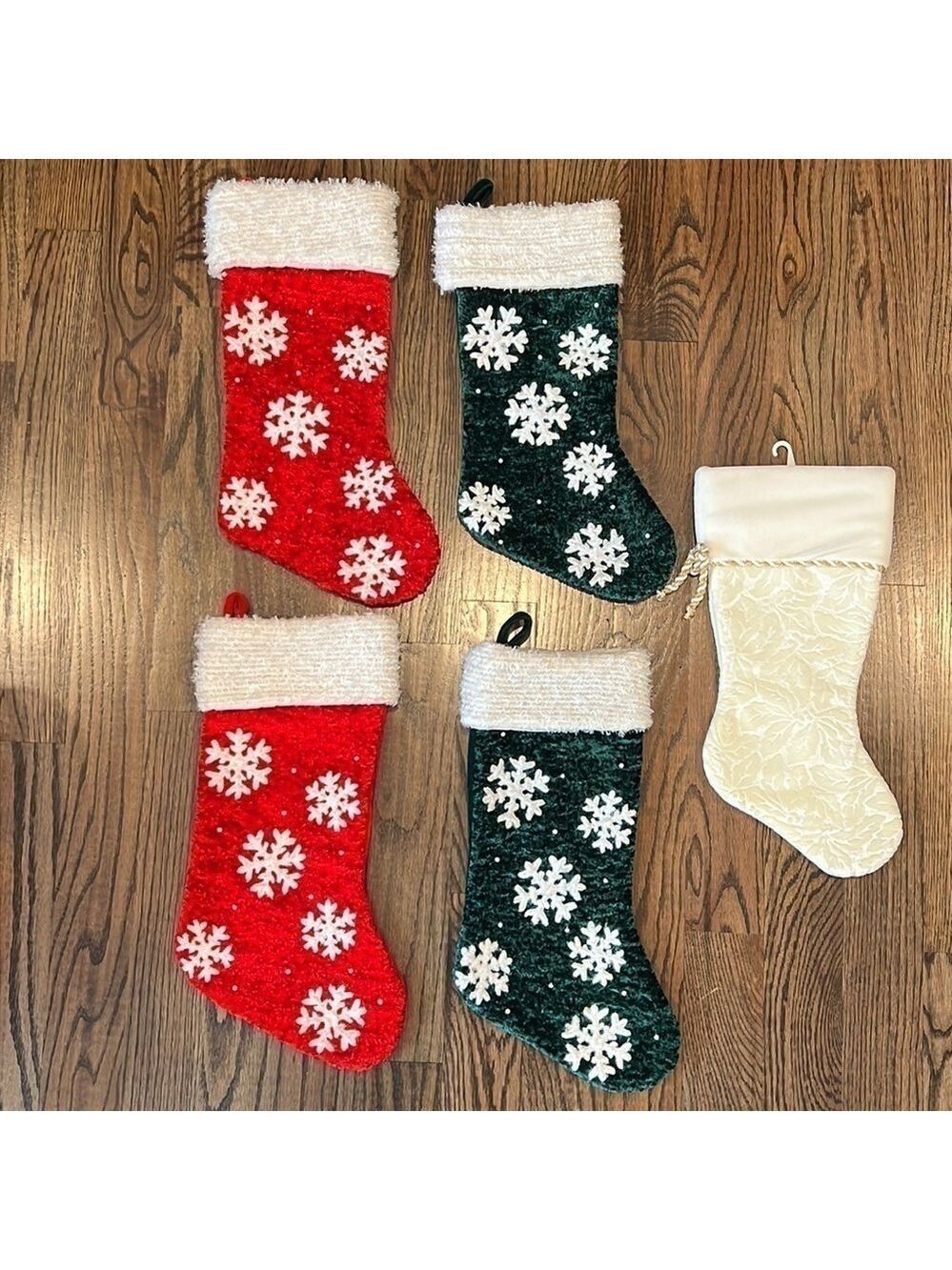Christmas Velvet Stockings Snowflakes and “Pearls”